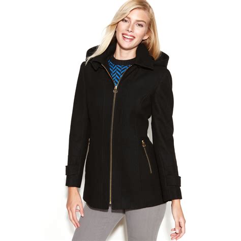 michael kors wool hooded jacket|Michael Kors rain jacket women.